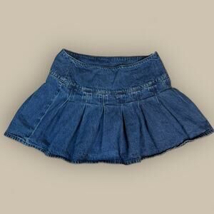 American Eagle High Rise Micro Mini Pleated Jean Skort Women's Size 0 Y2K Skirt